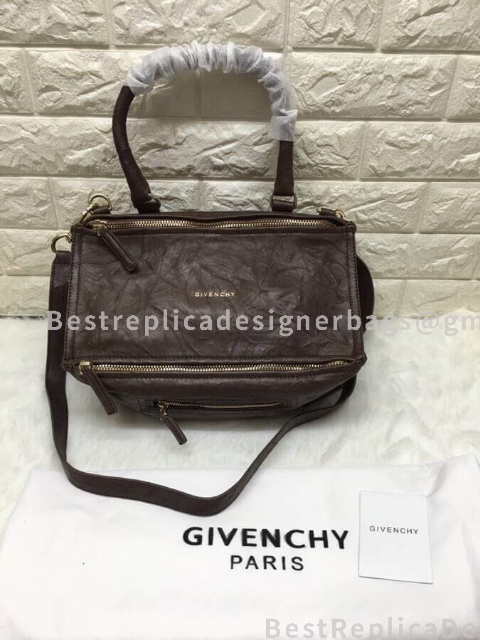 Givenchy Small Pandora Bag In Aged Leather Coffee GHW 1-28608